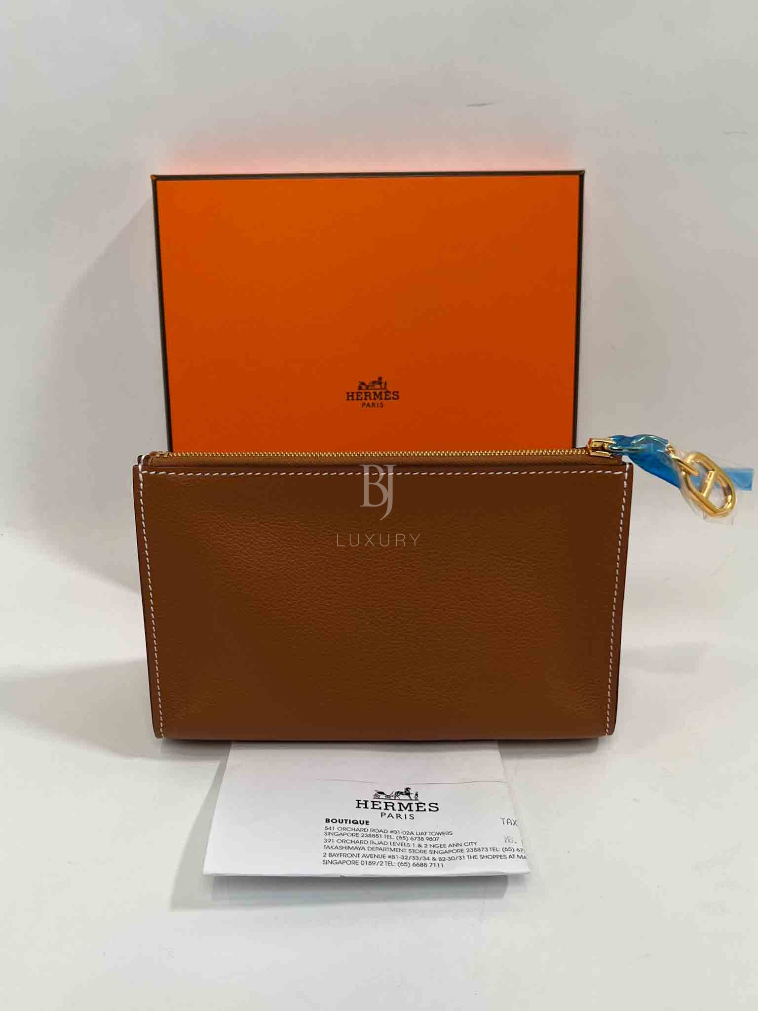 HERMES TROUSSE ZIPENGO PM GOLD EVERCOLOR - BJ Luxury