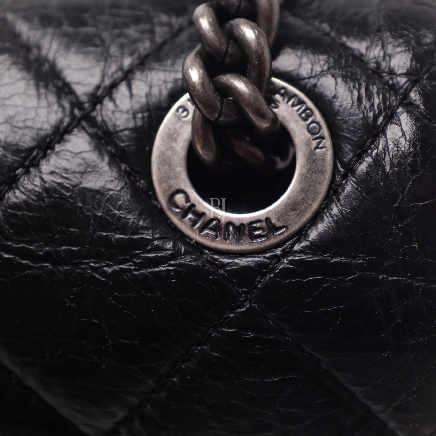 Chanel Flap Bag Aged Calfskin Ruthenium Medium Black BJ Luxury 14.jpg