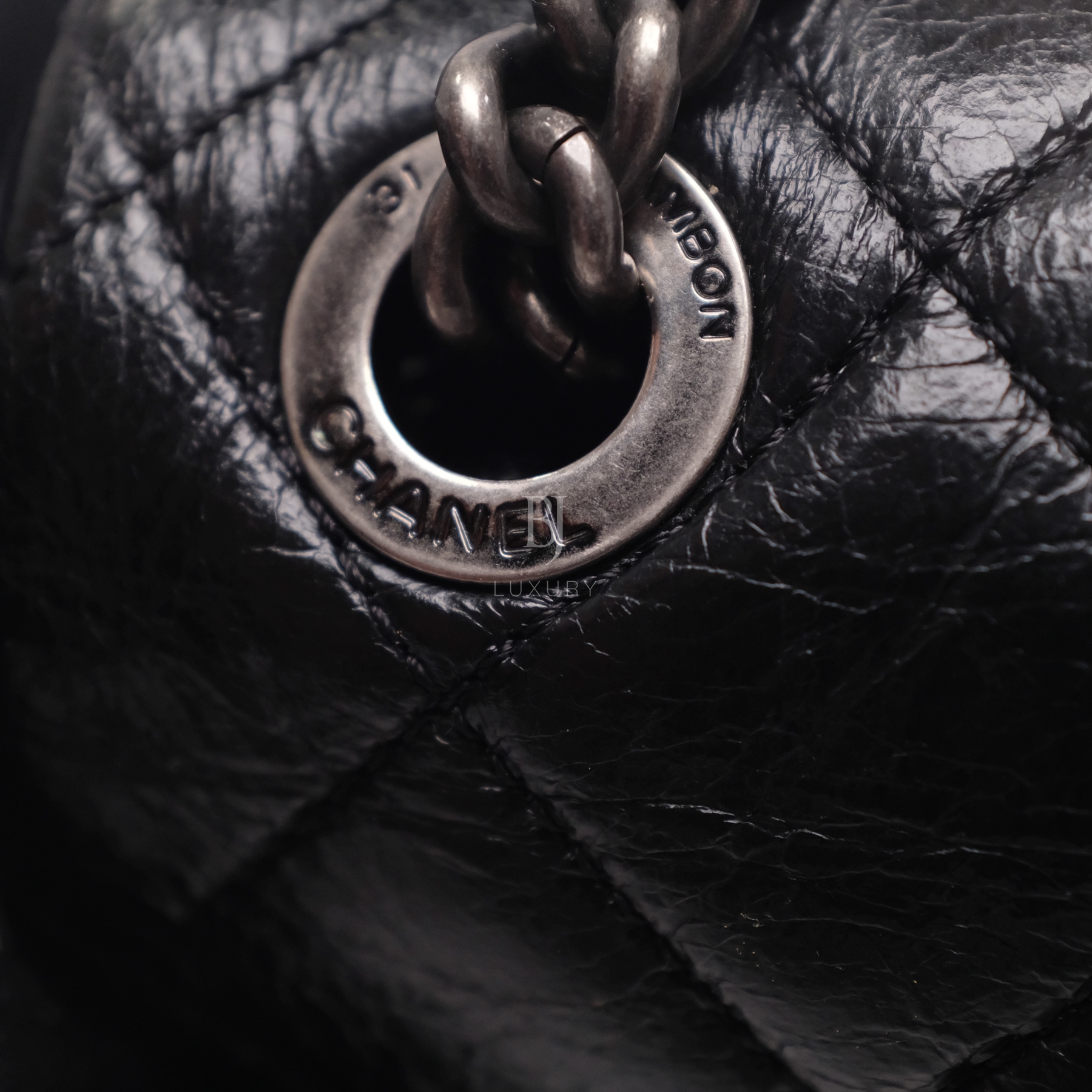 Chanel Flap Bag Aged Calfskin Ruthenium Medium Black BJ Luxury 15.jpg