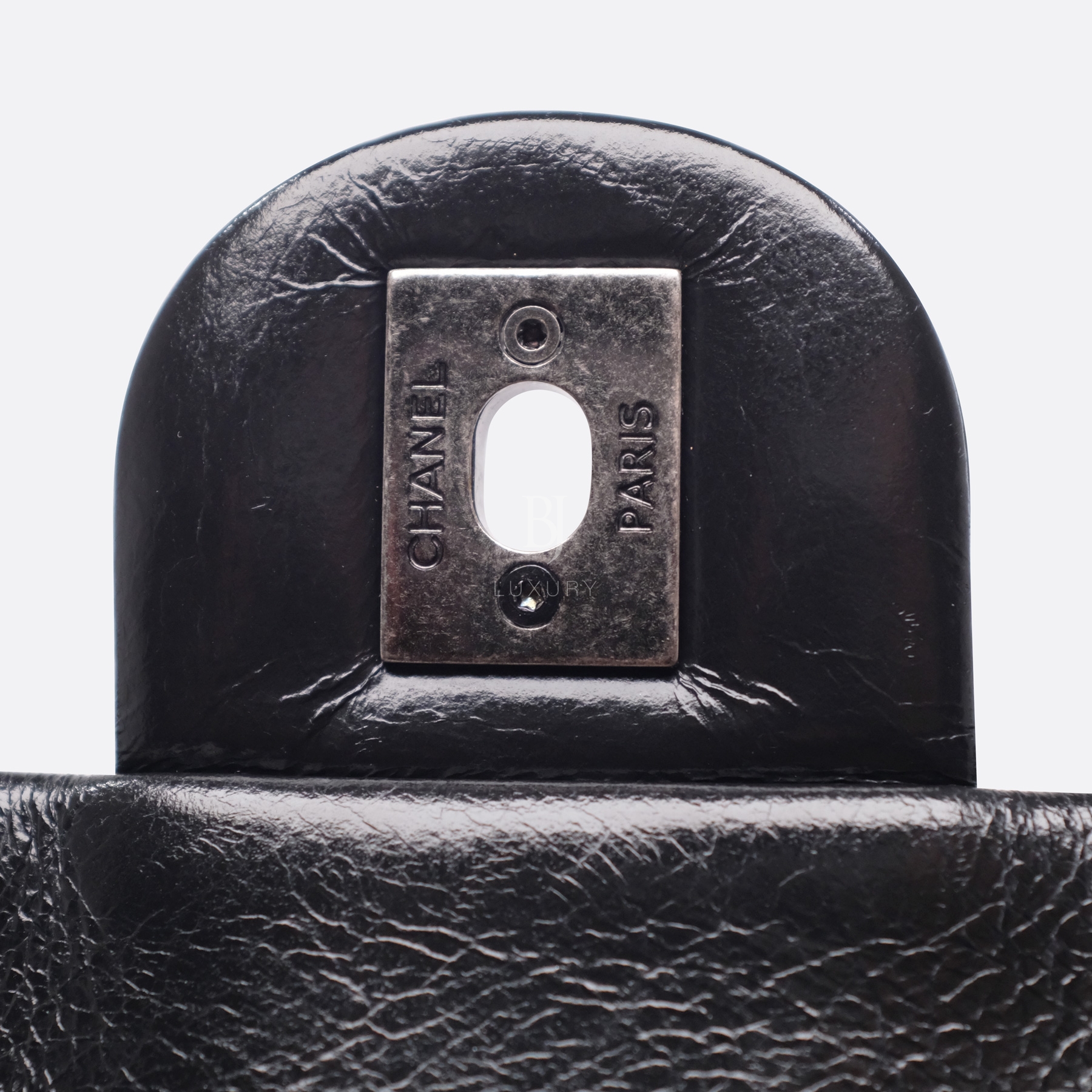 Chanel Flap Bag Aged Calfskin Ruthenium Medium Black BJ Luxury 17.jpg