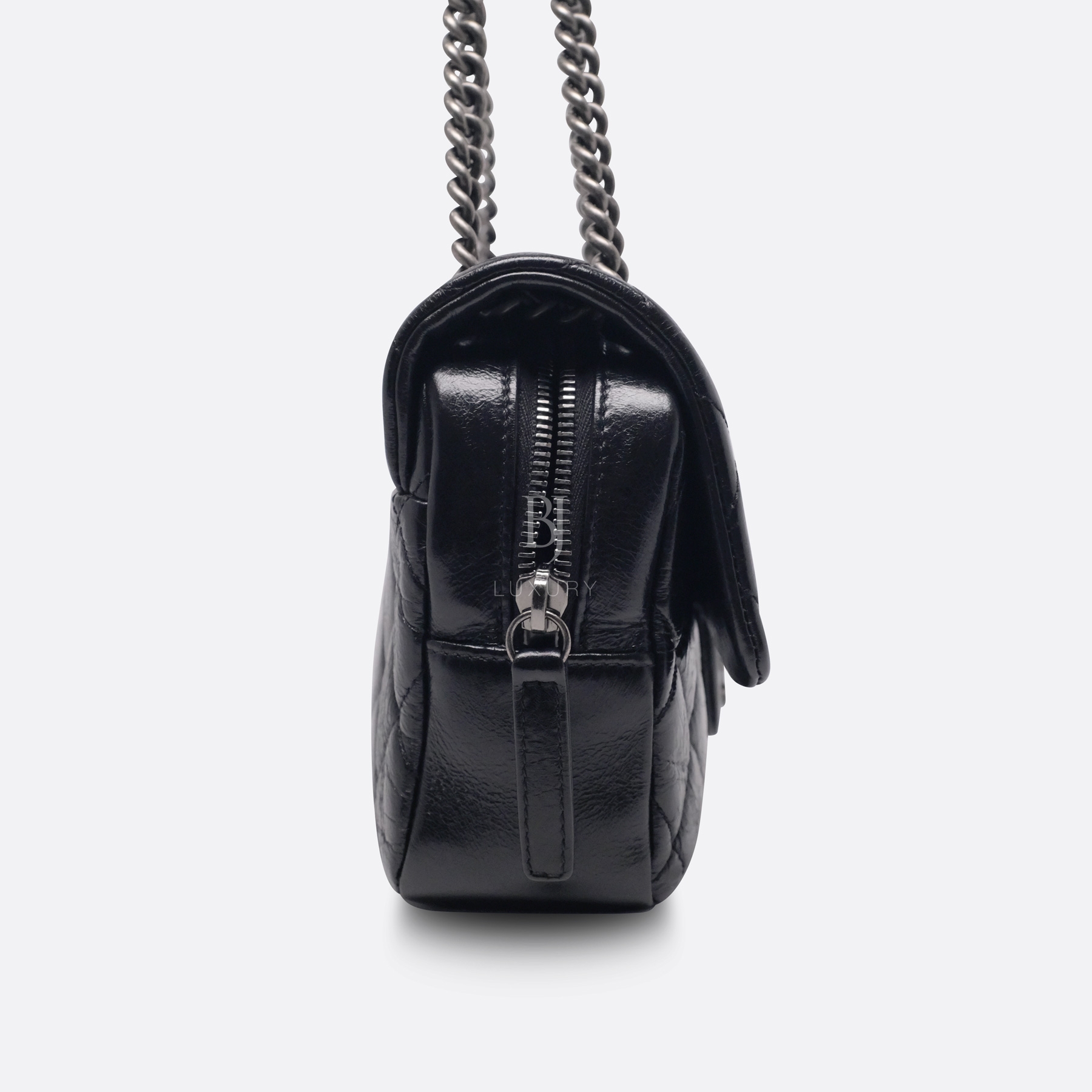 Chanel Flap Bag Aged Calfskin Ruthenium Medium Black BJ Luxury 3.jpg