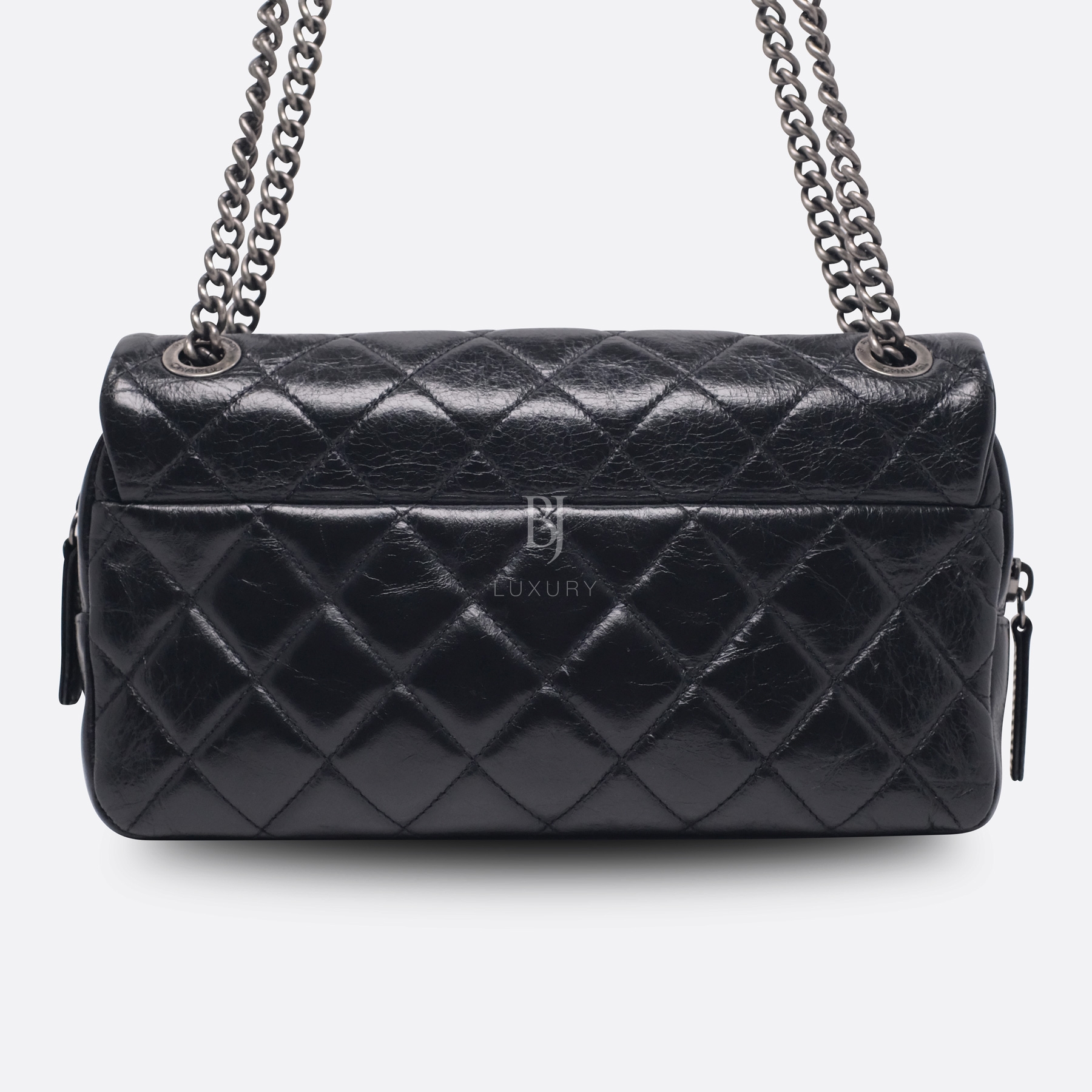 Chanel Flap Bag Aged Calfskin Ruthenium Medium Black BJ Luxury 4.jpg