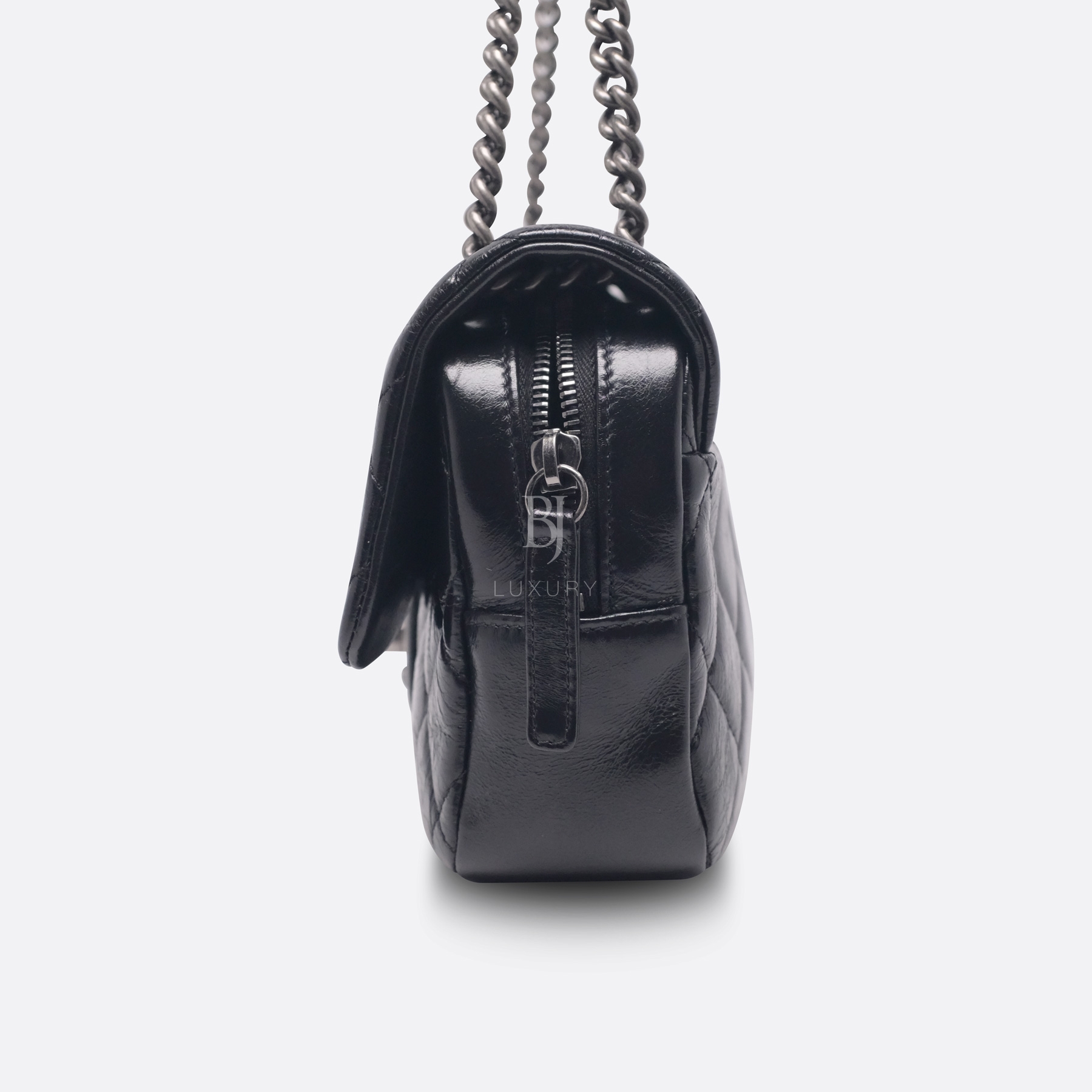 Chanel Flap Bag Aged Calfskin Ruthenium Medium Black BJ Luxury 5.jpg