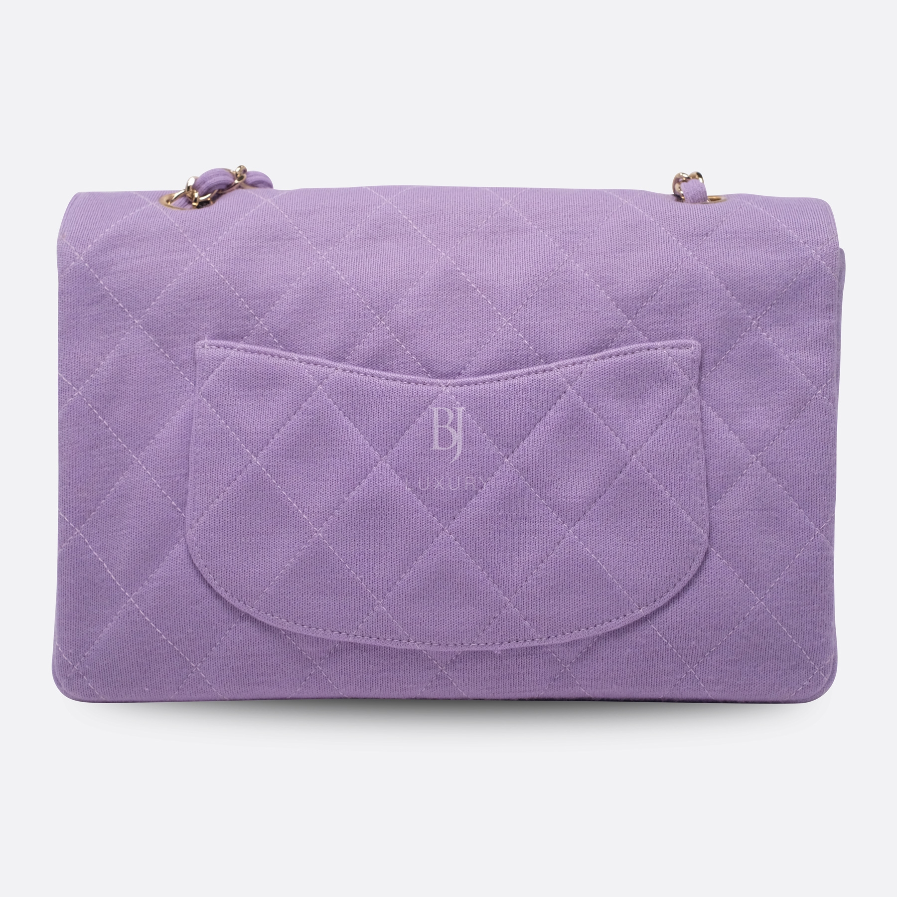 Chanel Flap Bag Medium Jersey Gold Lilac BJ Luxury 4.jpg