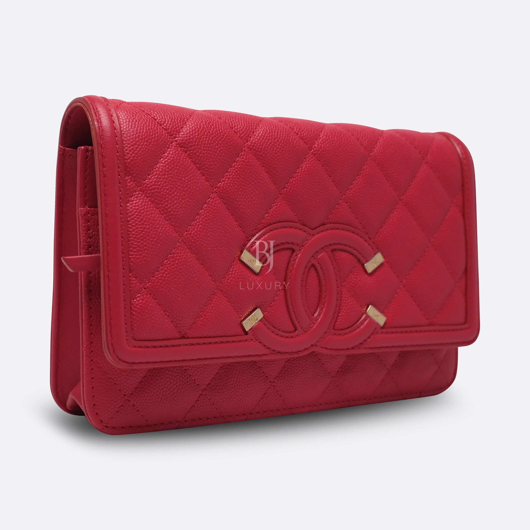 CHANEL WALLET ON CHAIN RED CAVIAR