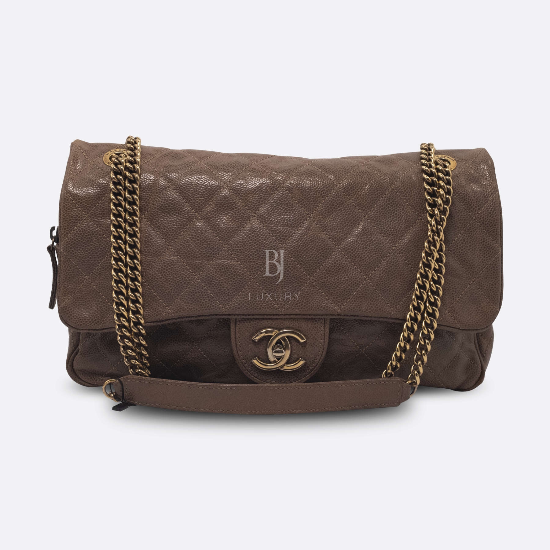 CHANEL-FLAPBAG-LARGE-BROWN-CAVIAR-4220 front with strap.jpg
