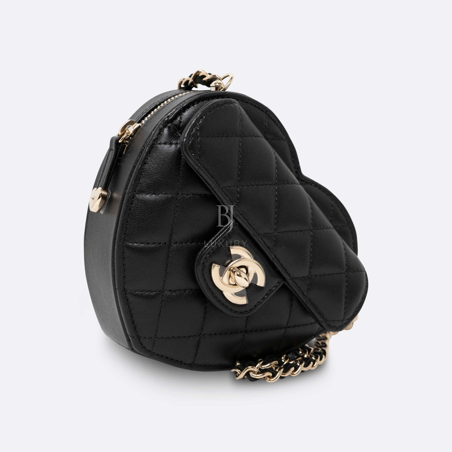 CHANEL HEART BAG SMALL BLACK LAMBSKIN - BJ Luxury