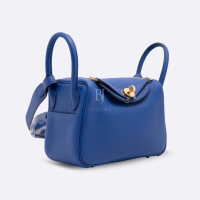 Hermès 2022 Clemence Mini Lindy 20 - Blue Handle Bags, Handbags - HER530562