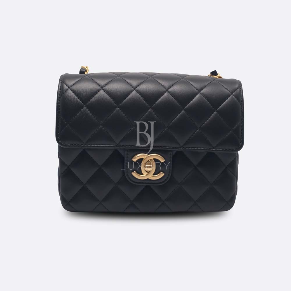 CHANEL FLAP BAG SMALL BLACK LAMBSKIN - BJ Luxury