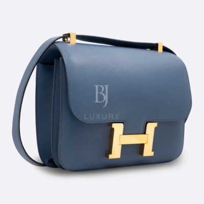 Hermes Blue Brighton Epsom Leather Constance Long Wallet Hermes