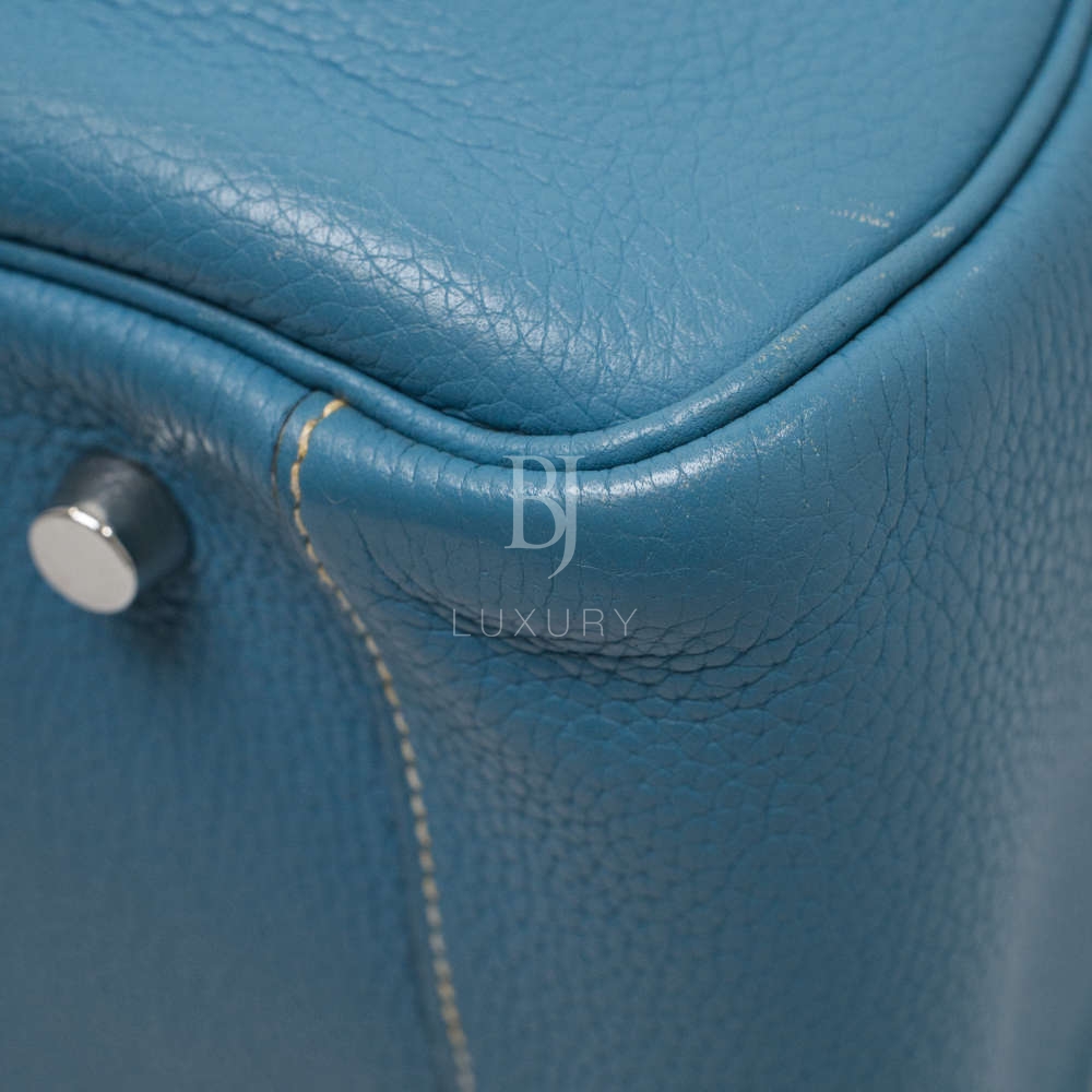 Hermes Lindy 34 Blue Jean Clemence Bag – I MISS YOU VINTAGE
