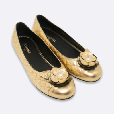CHANEL SHOES GOLD CALF