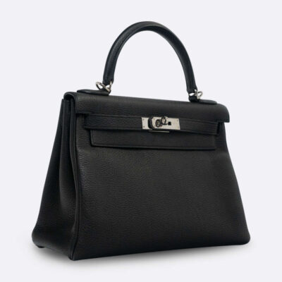 HERMES KELLY RETOURNE 28 BLACK TOGO