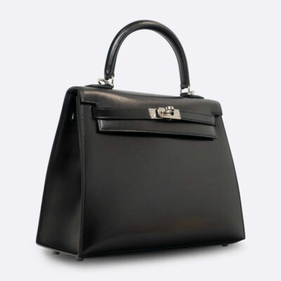 HERMES KELLY SELLIER 25 BLACK BOX CALF