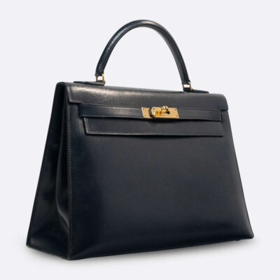 HERMES KELLY SELLIER 32 BLUE BOX CALF