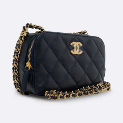 CHANEL CAMERA CASE SMALL DEEP BLUE CAVIAR