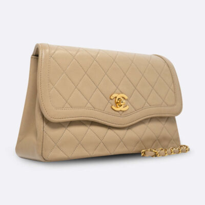 CHANEL FLAP BAG SMALL BEIGE LAMBSKIN