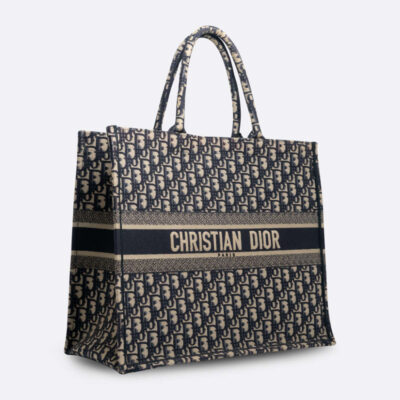 CHRISTIAN DIOR BOOK TOTE LARGE BLUE FABRIC
