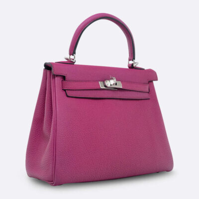 HERMES KELLY RETOURNE 25 ROSE POURPRE TOGO