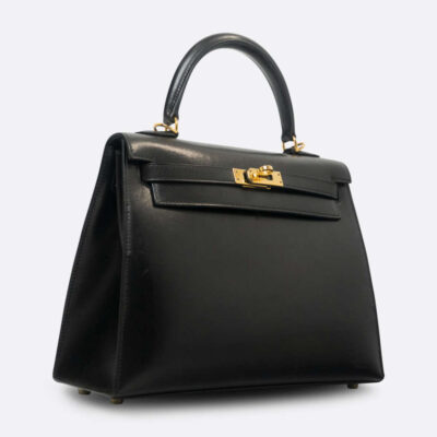 HERMES KELLY SELLIER 25 BLACK BOX CALF