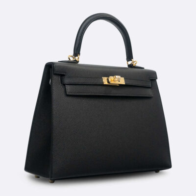 HERMES KELLY SELLIER 25 BLACK EPSOM