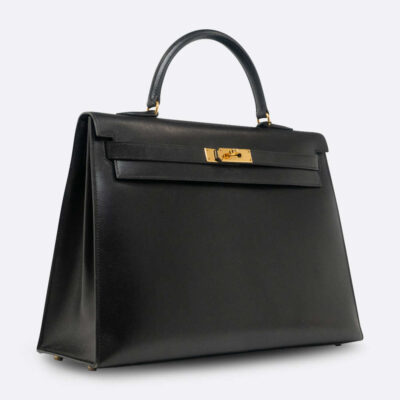 HERMES KELLY SELLIER 35 BLACK BOX CALF