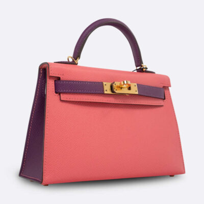 HERMES MINI KELLY 20 ROSE AZALEE EPSOM
