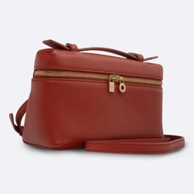 LORO PIANA EXTRA POCKET POUCH 19 RED GRAINED CALF