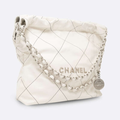 CHANEL CHANEL 22 SMALL WHITE LAMBSKIN