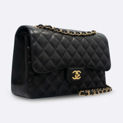 CHANEL CLASSIC HANDBAG JUMBO BLACK CAVIAR