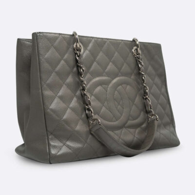 CHANEL GST GRAND SHOPPING TOTE MEDIUM GRAY CAVIAR