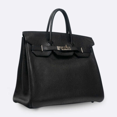 HERMES HAC CARGO HAUT A COURROIES 32 BLACK CHEVRE COROMANDEL