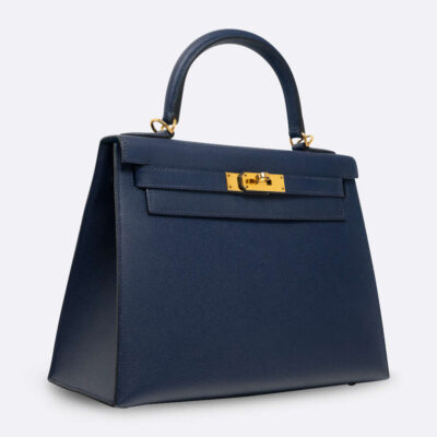 HERMES KELLY SELLIER 28 BLEU SAPPHIRE EPSOM