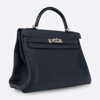 HERMES KELLY TOUCH 32 BLEU TOGO, ALLIGATOR