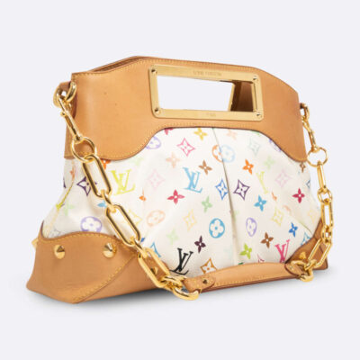 LOUIS VUITTON JUDY SHOULDER BAG MM WHITE COATED CANVAS
