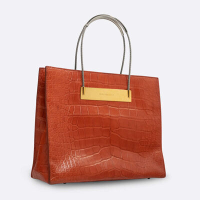 BALENCIAGA CABLE TOTE ORANGE ALLIGATOR