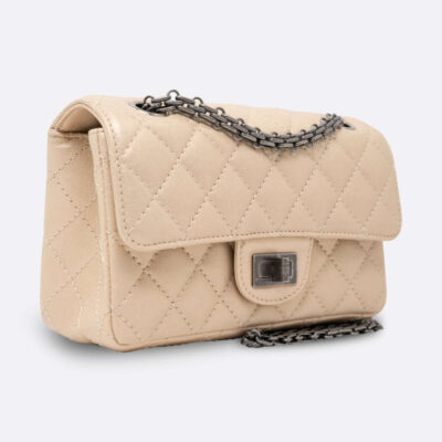 CHANEL 2.55 MINI BEIGE IRIDESCENT CALFSKIN