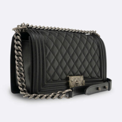 CHANEL BOY CHANEL 25 BLACK CAVIAR