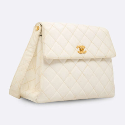 CHANEL FLAP BAG LARGE WHITE CAVIAR