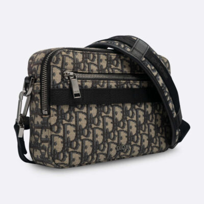 CHRISTIAN DIOR SAFARI MESSENGER BAG WITH STRAP BLACK JACQUARD