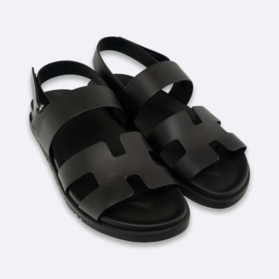HERMES GENIUS SANDAL EU 38 BLACK CALF