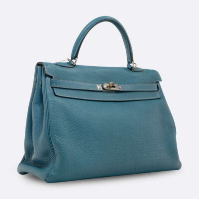 HERMES KELLY RETOURNE 35 BLEU JEAN TOGO