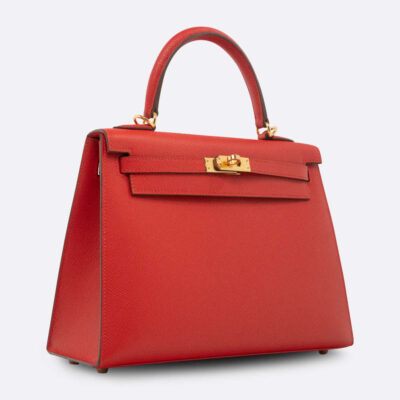 HERMES KELLY SELLIER 25 ROUGE RADIEUX EPSOM