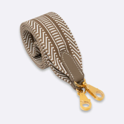 HERMES SANGLE CAVALE BAG STRAP 105CM ETOUPE CANVAS