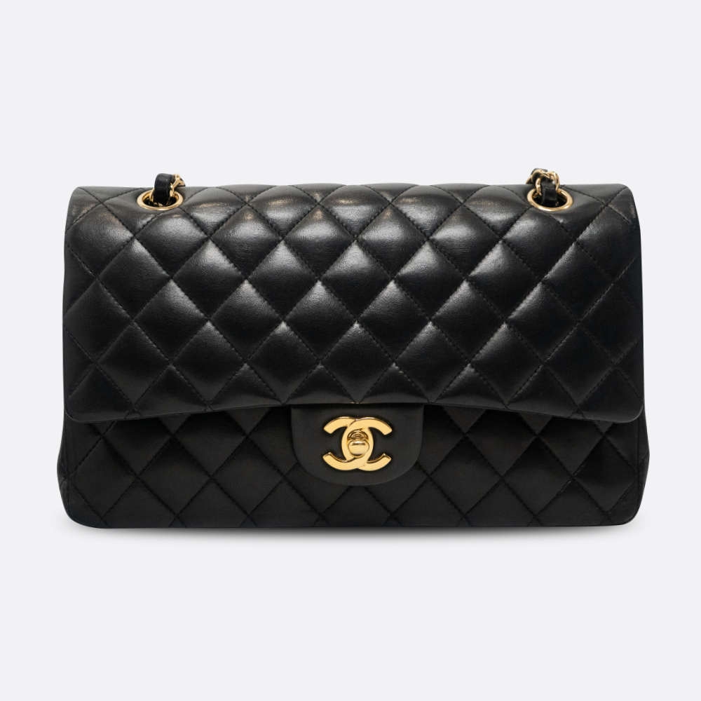 CHANEL-CLASSICHANDBAG-MEDIUM-BLACK-LAMBSKIN-7491 front.jpg