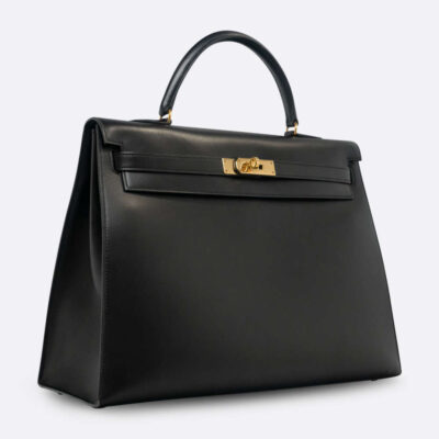 HERMES KELLY SELLIER 35 BLACK BOX CALF