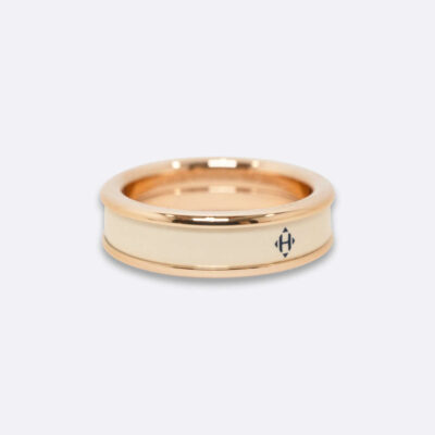 HERMES UNI RING 53 WHITE ENAMEL