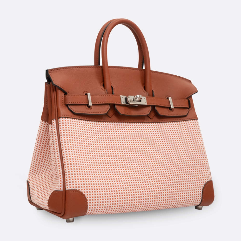 HERMES BIRKIN QUADRILLE 25 BRIQUE TOILE, SWIFT - BJ Luxury
