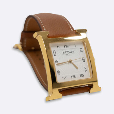 HERMES HEURE H WATCH TGM GOLD STAINLESS STEEL