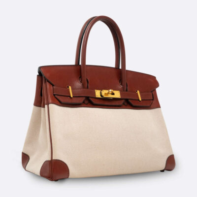 HERMES BIRKIN 30 ROUGE H TOILE, BOX CALF